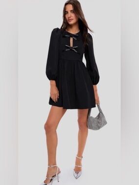 Tuckernuck HYACINTH HOUSE Embellished Bow Blair Mini Dress Black